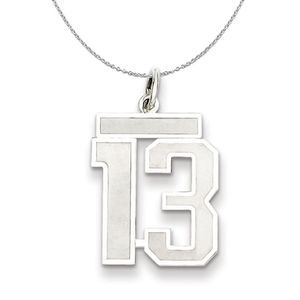 Sterling Silver, Jersey Collection, Medium Number 13 Necklace - 18 In